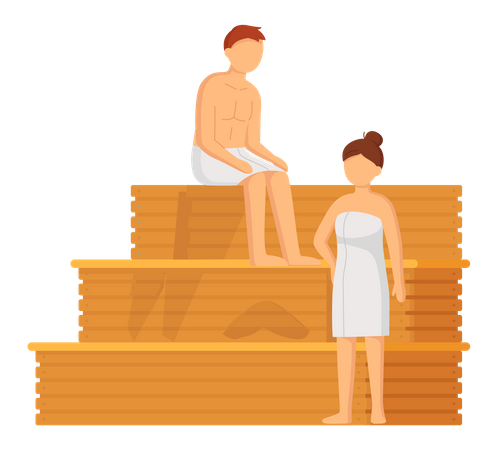 Couple in sauna  Illustration