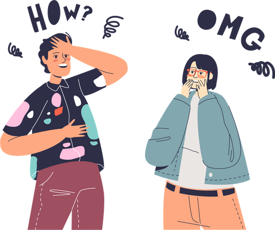 Couple in shock  Illustration
