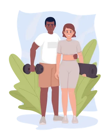 Couple in sports clothing  Illustration