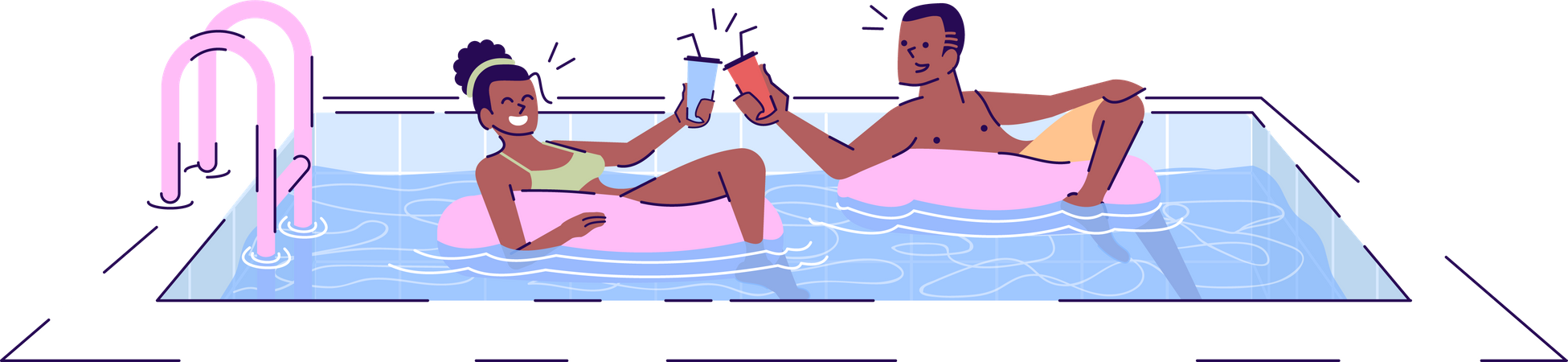 Couple in swimming pool Illustration