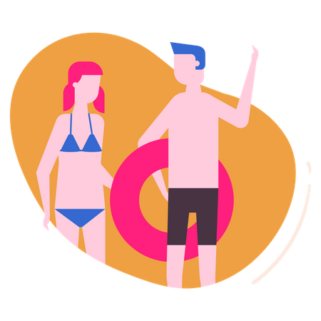 Couple in swimsuits Illustration