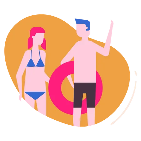 Couple in swimsuits  Illustration