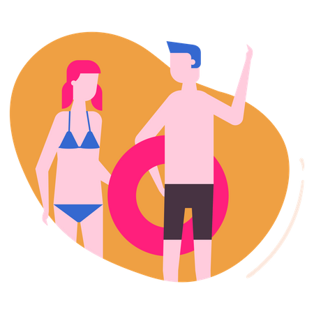 Couple in swimsuits  Illustration