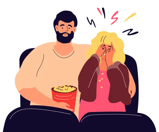 Couple in the cinema Illustration