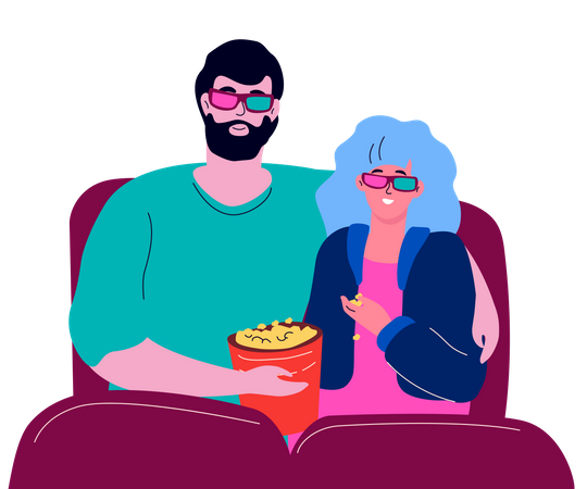 Couple in the cinema Illustration