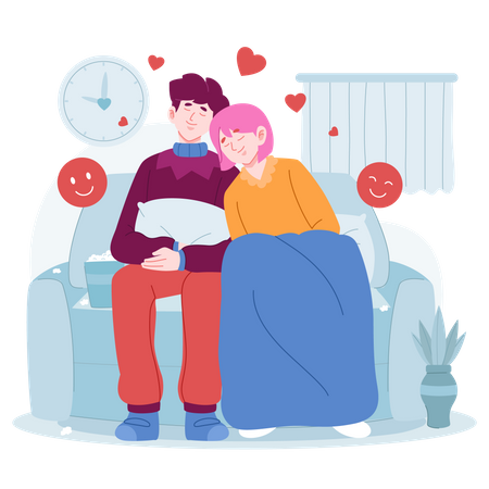 Couple in winter  Illustration