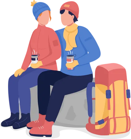 Couple in winter clothes  Illustration