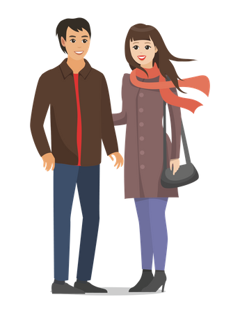 Couple in winter clothes  Illustration