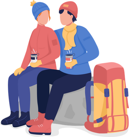 Couple in winter clothes  Illustration