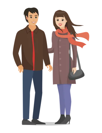 Couple in winter clothes  Illustration