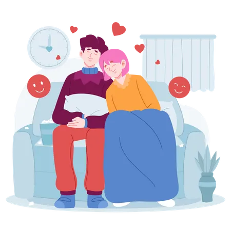 Couple in winter  Illustration