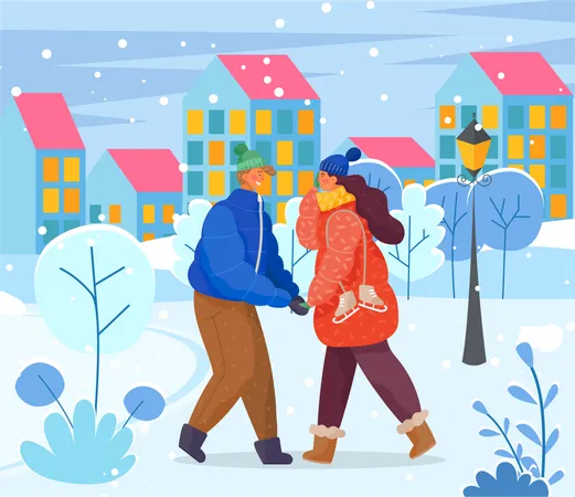 Couple in winter wear  Illustration