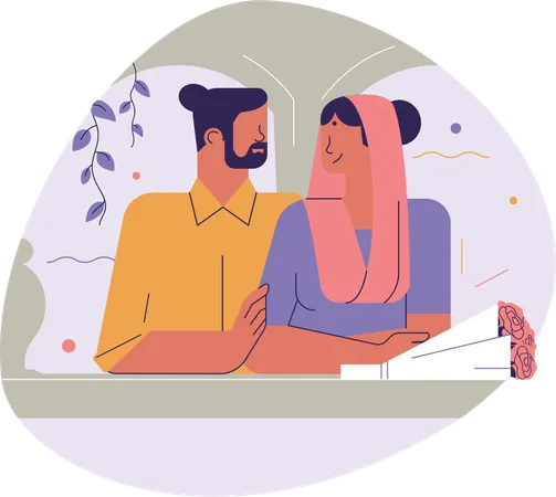 Couple indien en rendez-vous  Illustration