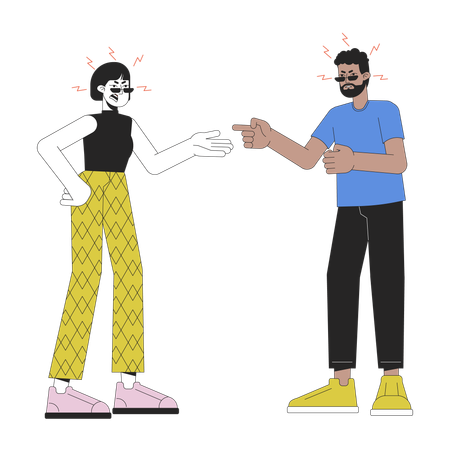 Couple interracial se disputant  Illustration