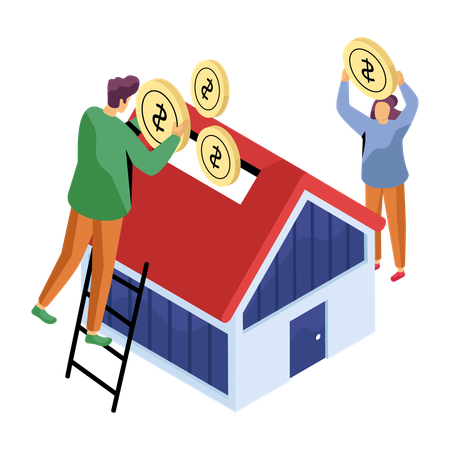 Couple invest in buying new house  Illustration