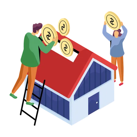 Couple invest in buying new house  Illustration