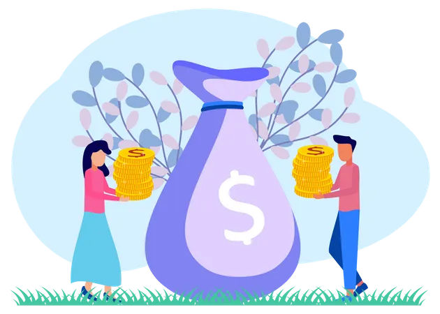 Couple Investing Money  Illustration