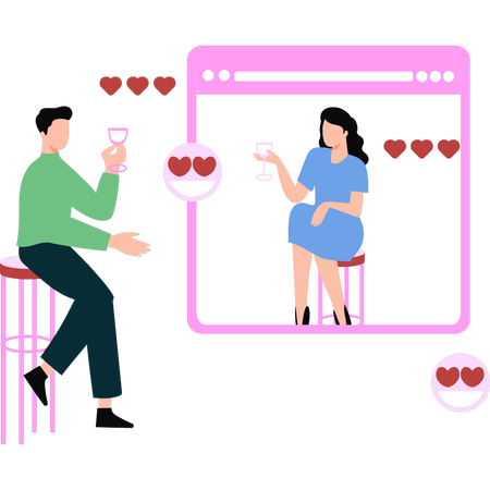 Couple is chatting online  Illustration