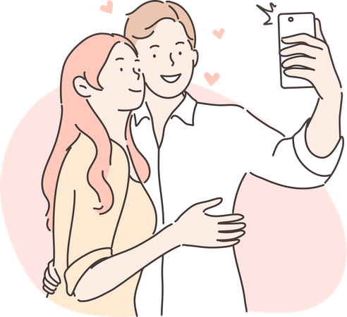 Couple is clicking photo  Illustration