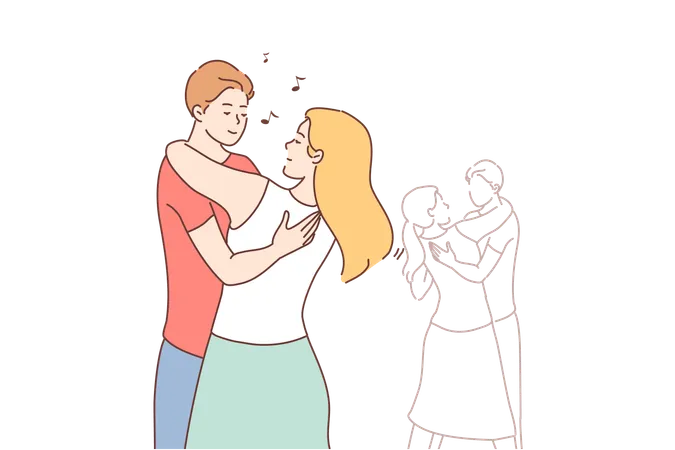 Couple is dancing  Illustration