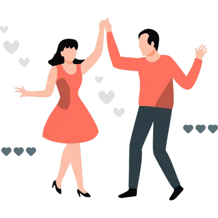A Couple Is Dancing Illustration