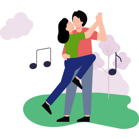 Couple is dancing to the music  Illustration