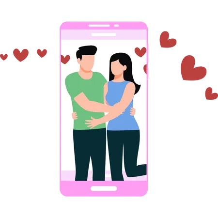 A Couple Is Dating Online Illustration