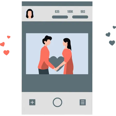 The Couple Is Dating Online Illustration