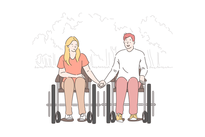 Couple is disabled  Illustration