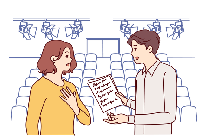 Couple is doing Stage rehearsal  Illustration