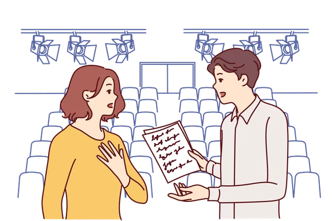 Couple is doing Stage rehearsal  イラスト