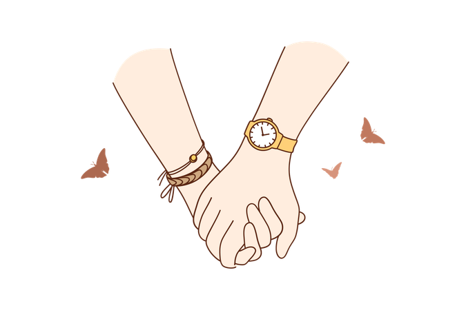 Couple is each other's holding hands  Illustration