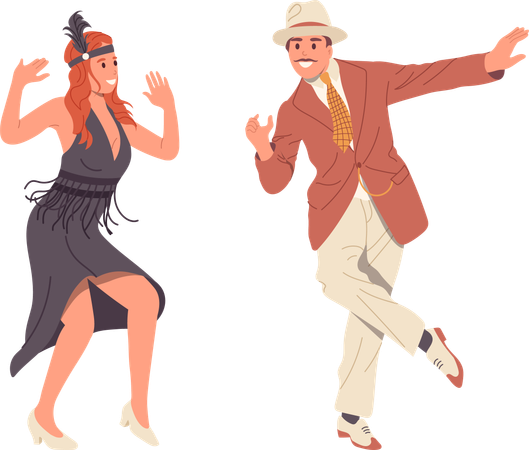 Couple is enjoying dance party  Illustration