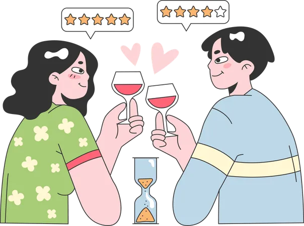 Couple is enjoying their date  Illustration