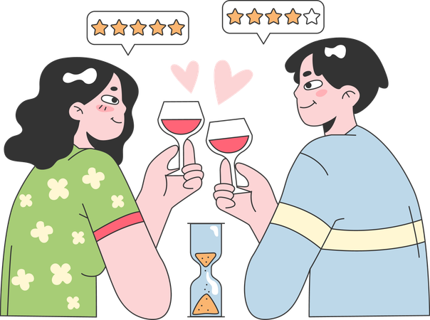 Couple is enjoying their date  Illustration