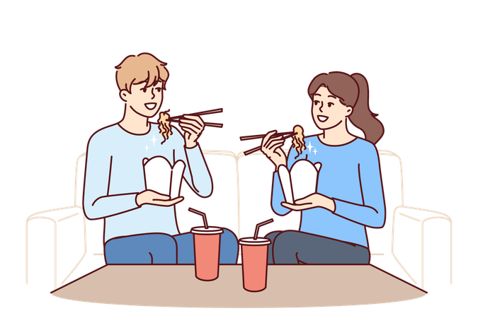 Couple is enjoying their dinner date  Illustration