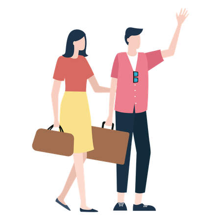 Couple is going on work together  Illustration