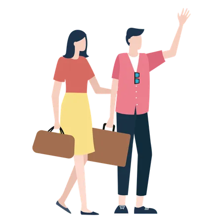 Couple is going on work together  Illustration