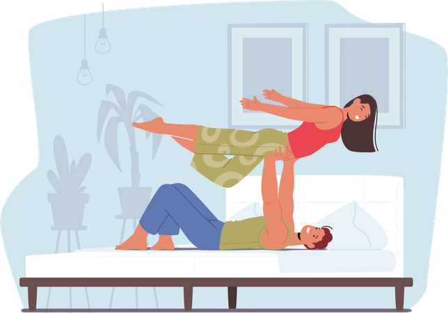 Couple is good in doing body balancing  Illustration