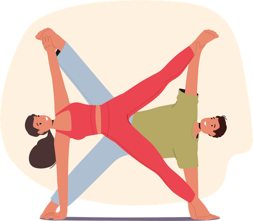 Couple is happy doing body stretching  Illustration