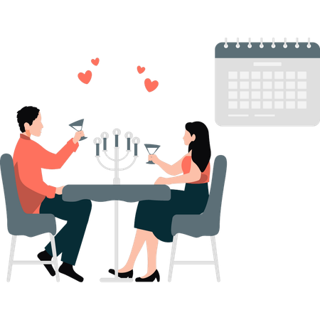 Couple is having date dinner at a restaurant  Illustration