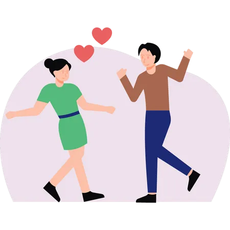 Couple is having fun on Valentine's Day  Illustration