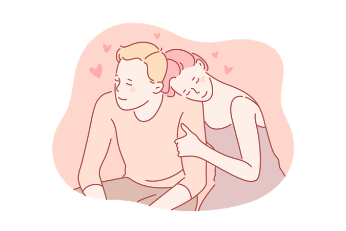 Couple is hugging each other  Illustration