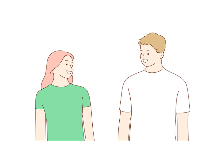 Couple is looking at each other  Illustration