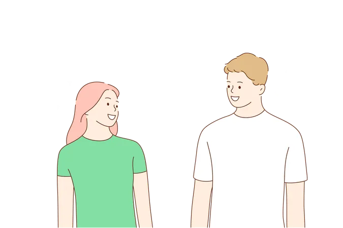 Couple is looking at each other  Illustration