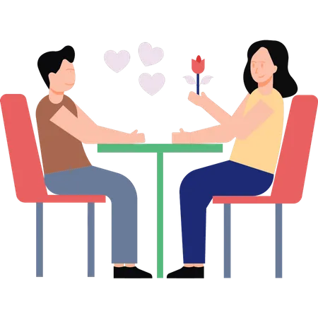 The Couple Is On A Romantic Date In The Restaurant Illustration