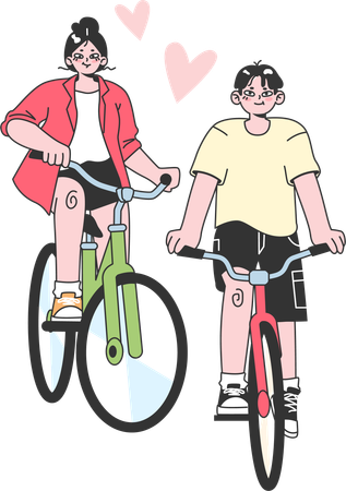 Couple is on cycle ride  일러스트레이션
