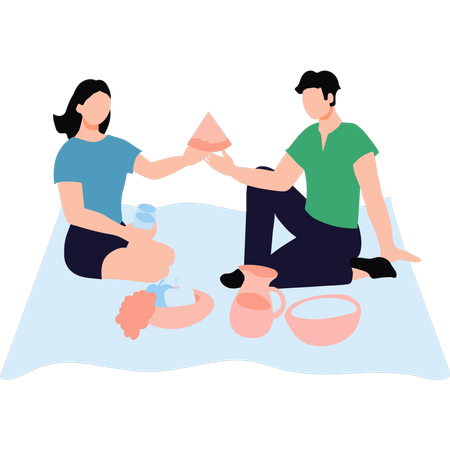 Couple is on picnic  Illustration