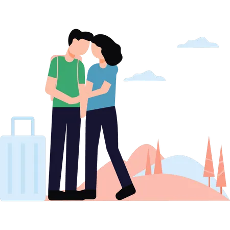The Couple Is On Vacation Illustration