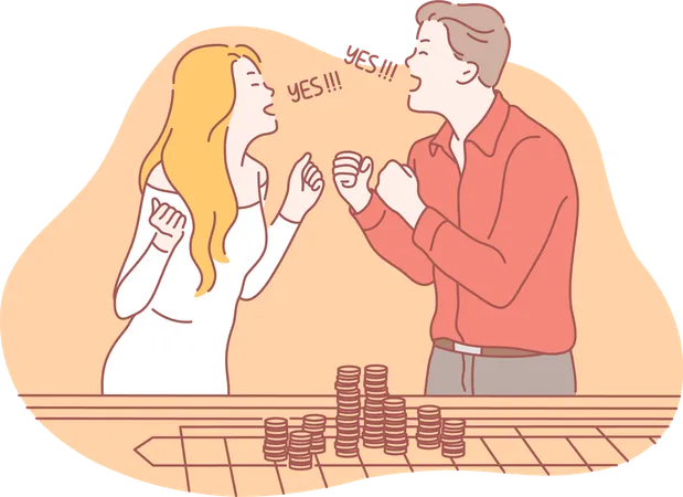 Couple is playing in casino  Illustration